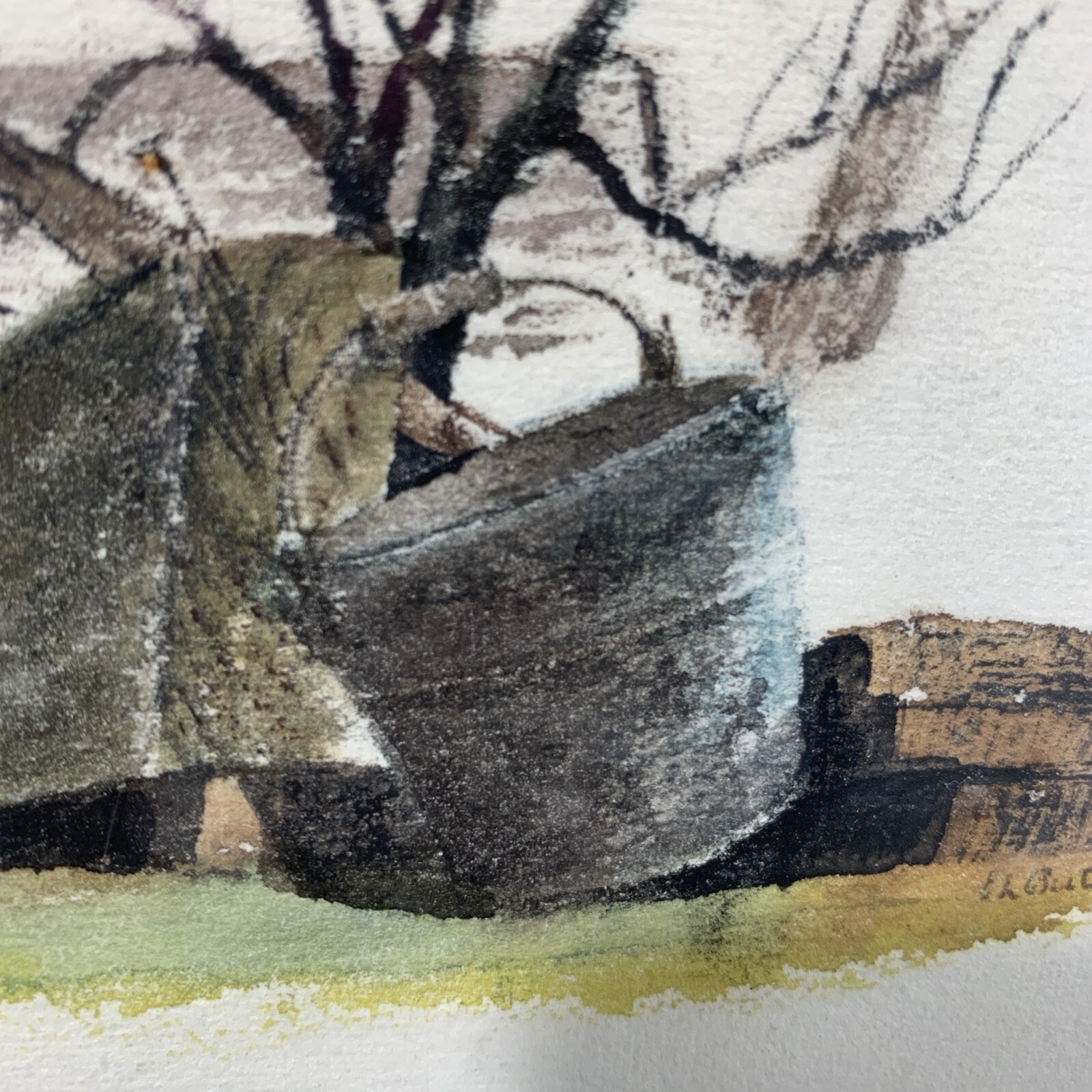 Vintage E.L. Butler Original Watercolor Art Painting “Water Bucket” Signed