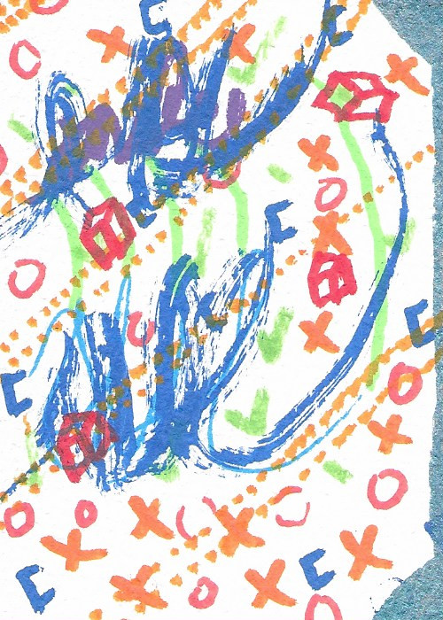 ACEO ATC CARD «Backrooms 15» REASOR Original Hand Made Abstract Painting 2.5×3.5