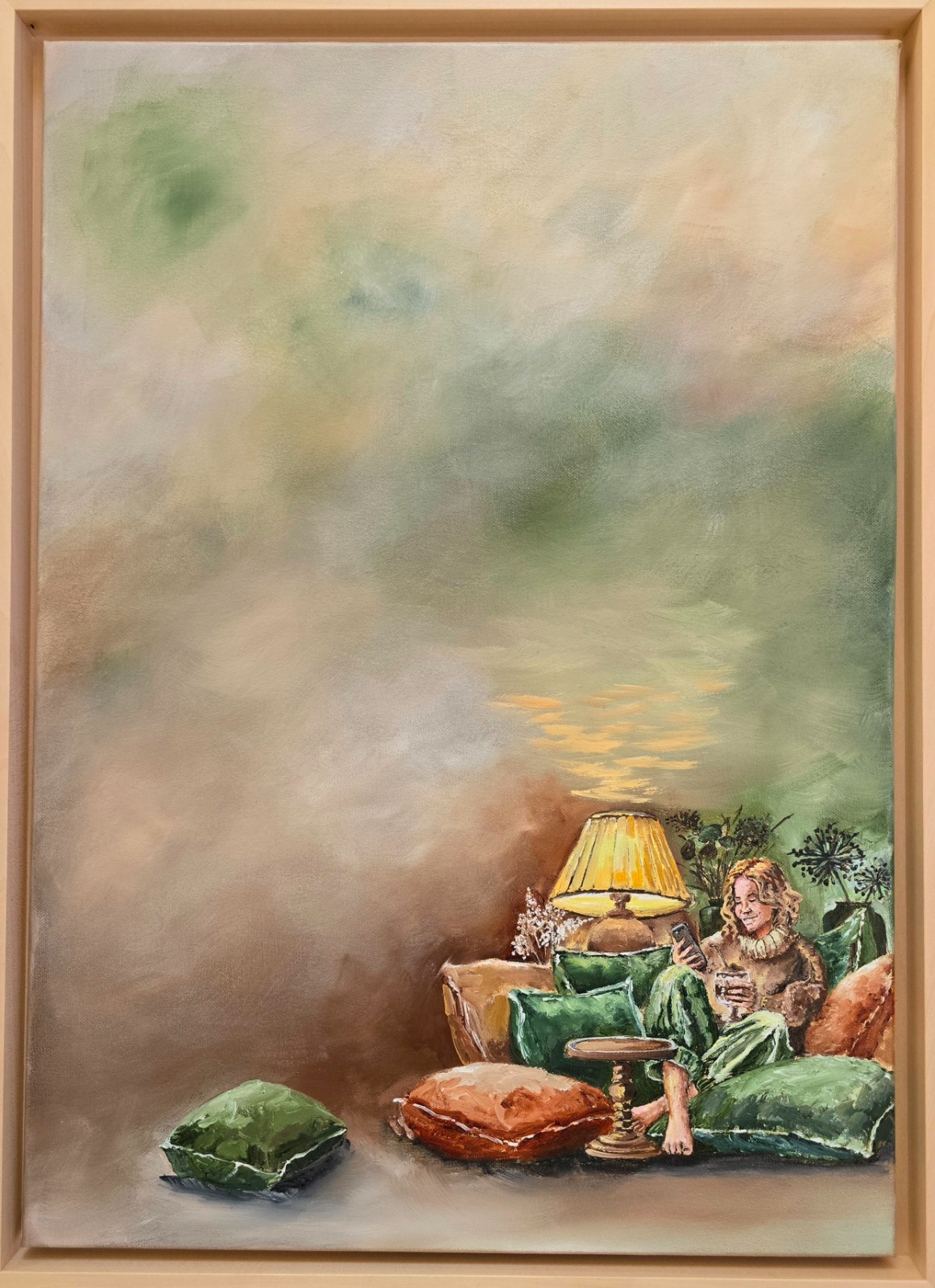 Cosy Cushion Oil Painting 50×70 cm Painting on Canvas with Frame