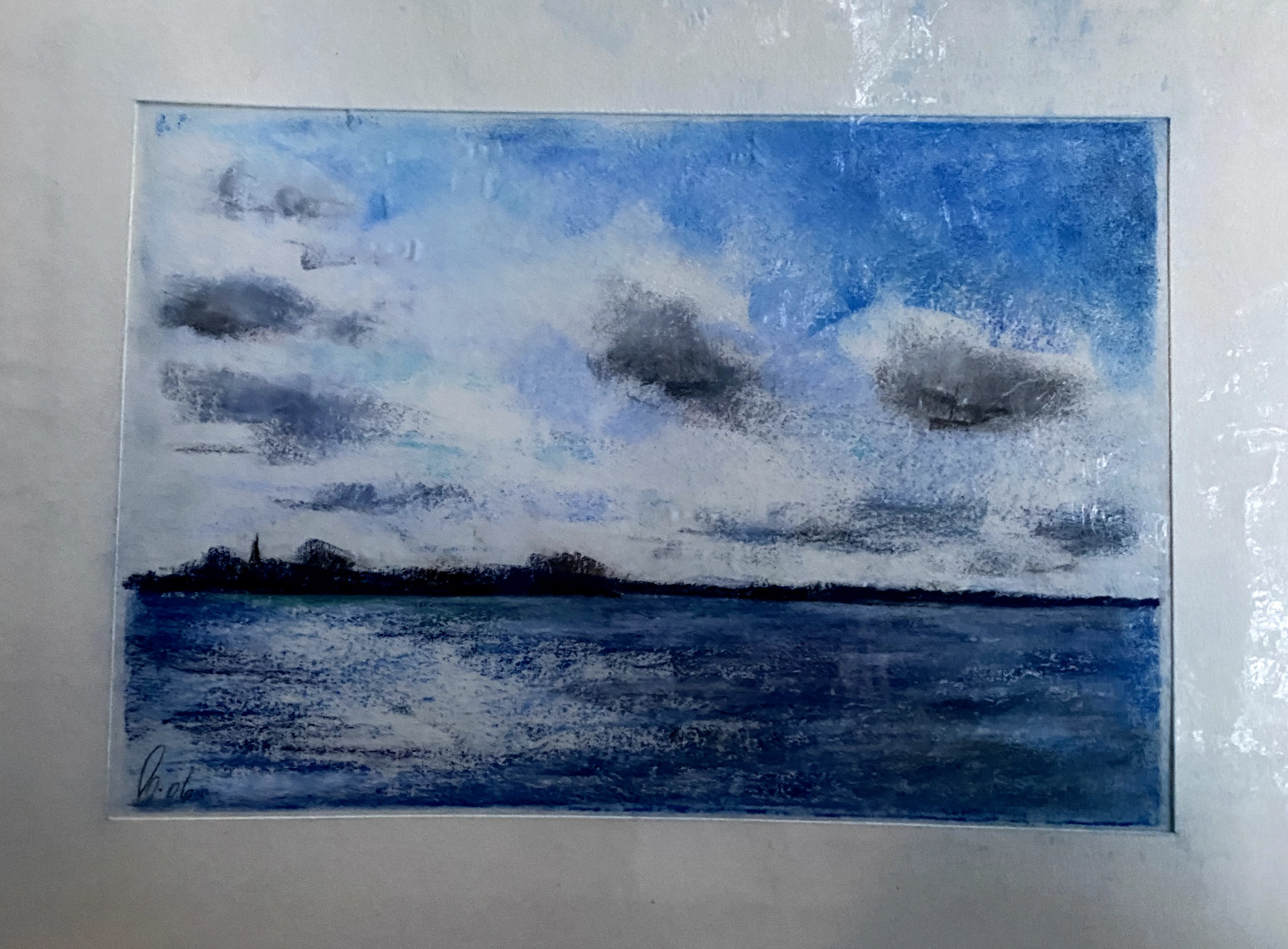 Franz Ehmke *1928-2018 Pastel Ddr Wandlitz Lake Sky Clouds Brandenburg Sign.