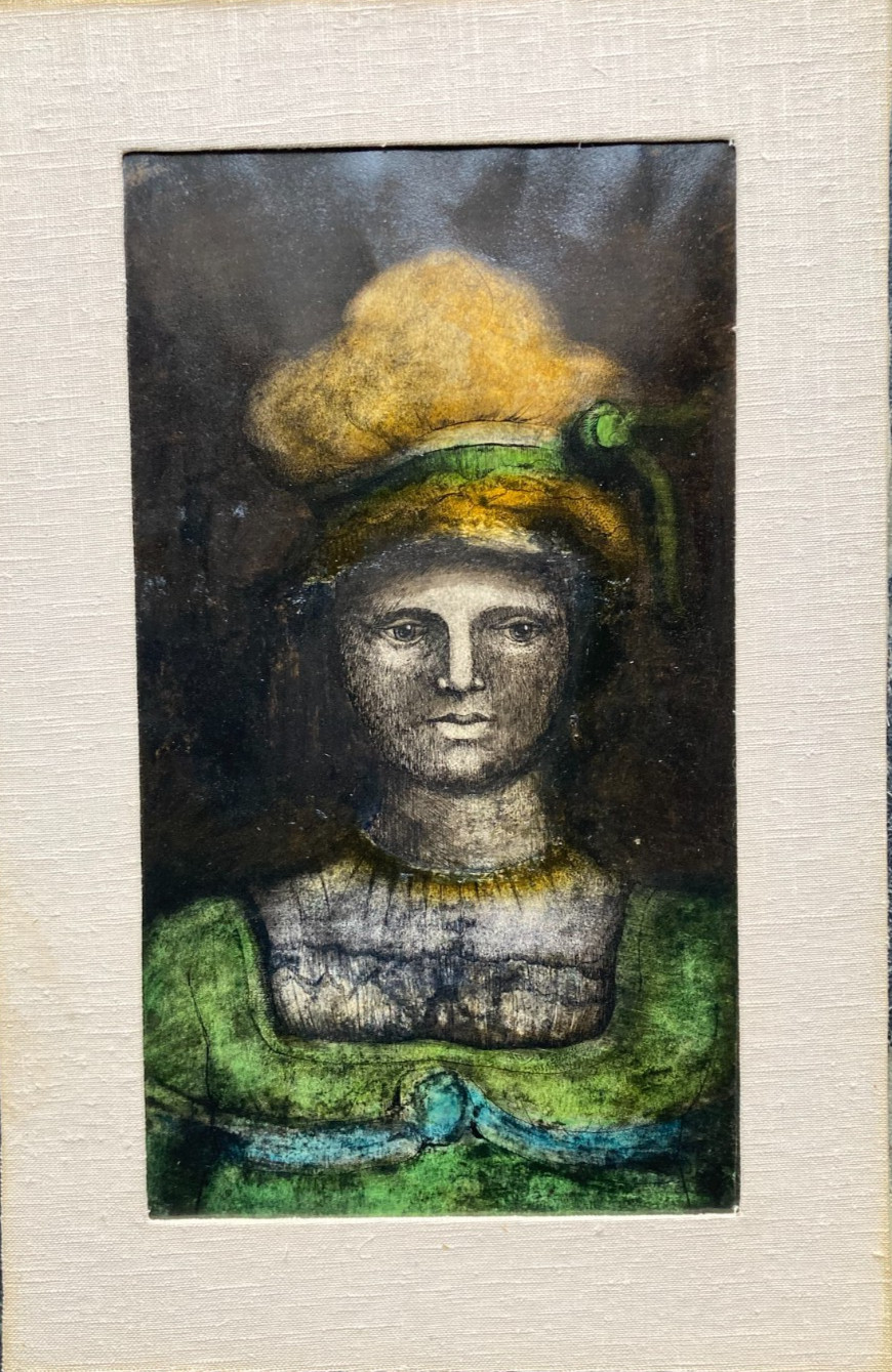 Anita Bucherer-Godeffroy, ‘Figure’ mixed media painting Magic Realism