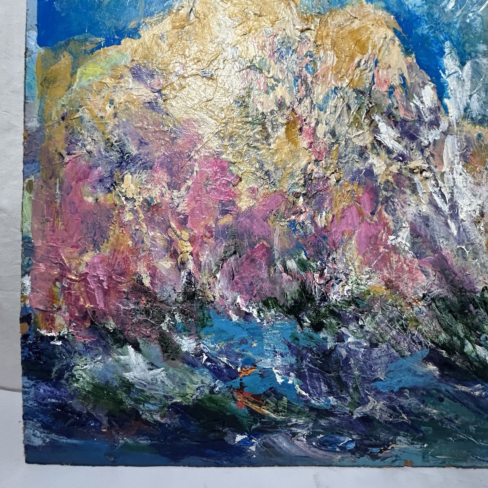 1986 Original Mary Thompson Abstract Modern Art Painting Acrylic Impasto Vintage