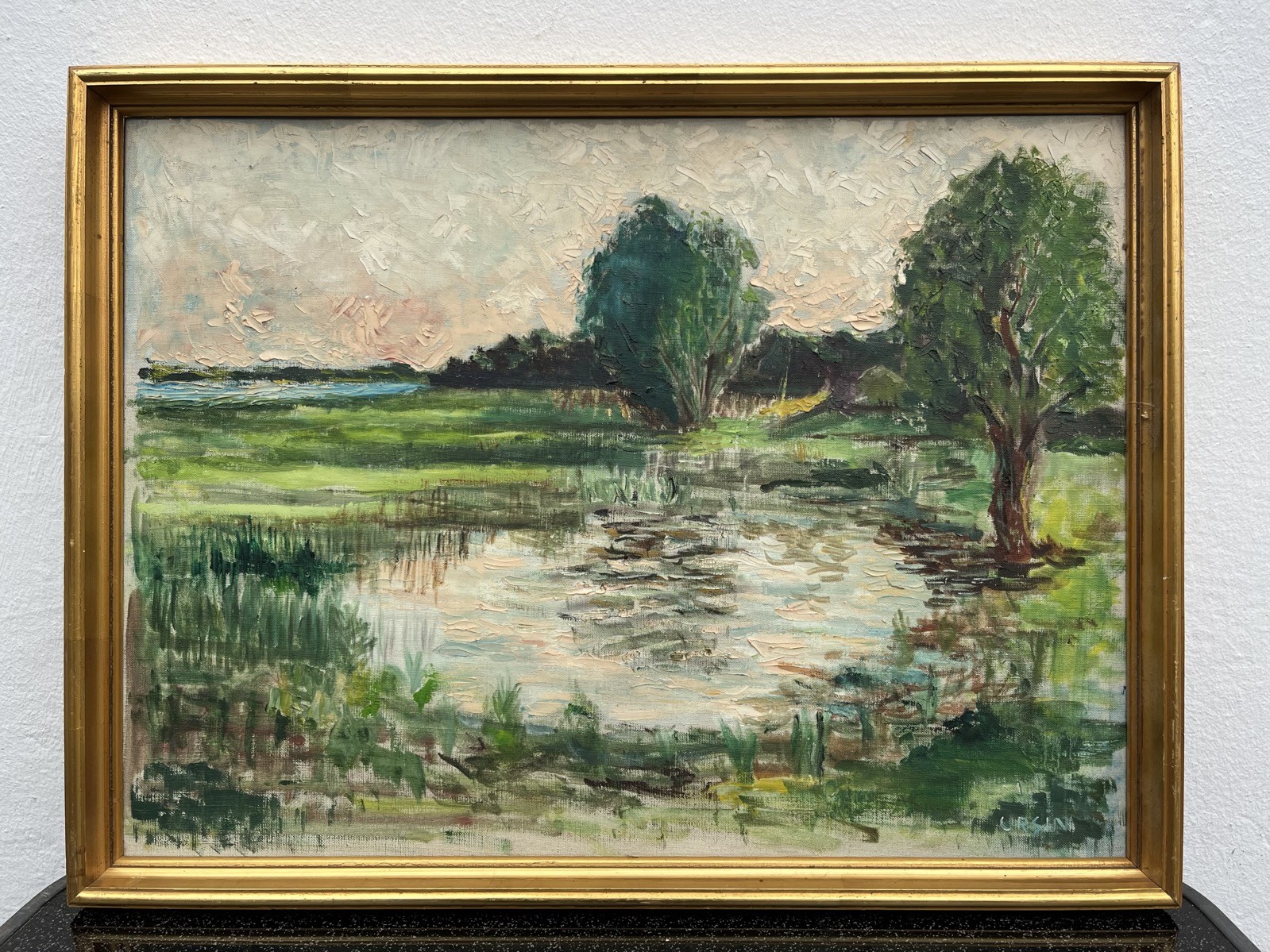 Impressionist Summer Landscape Fields Lake Trees Sky Oil Painting Denmark