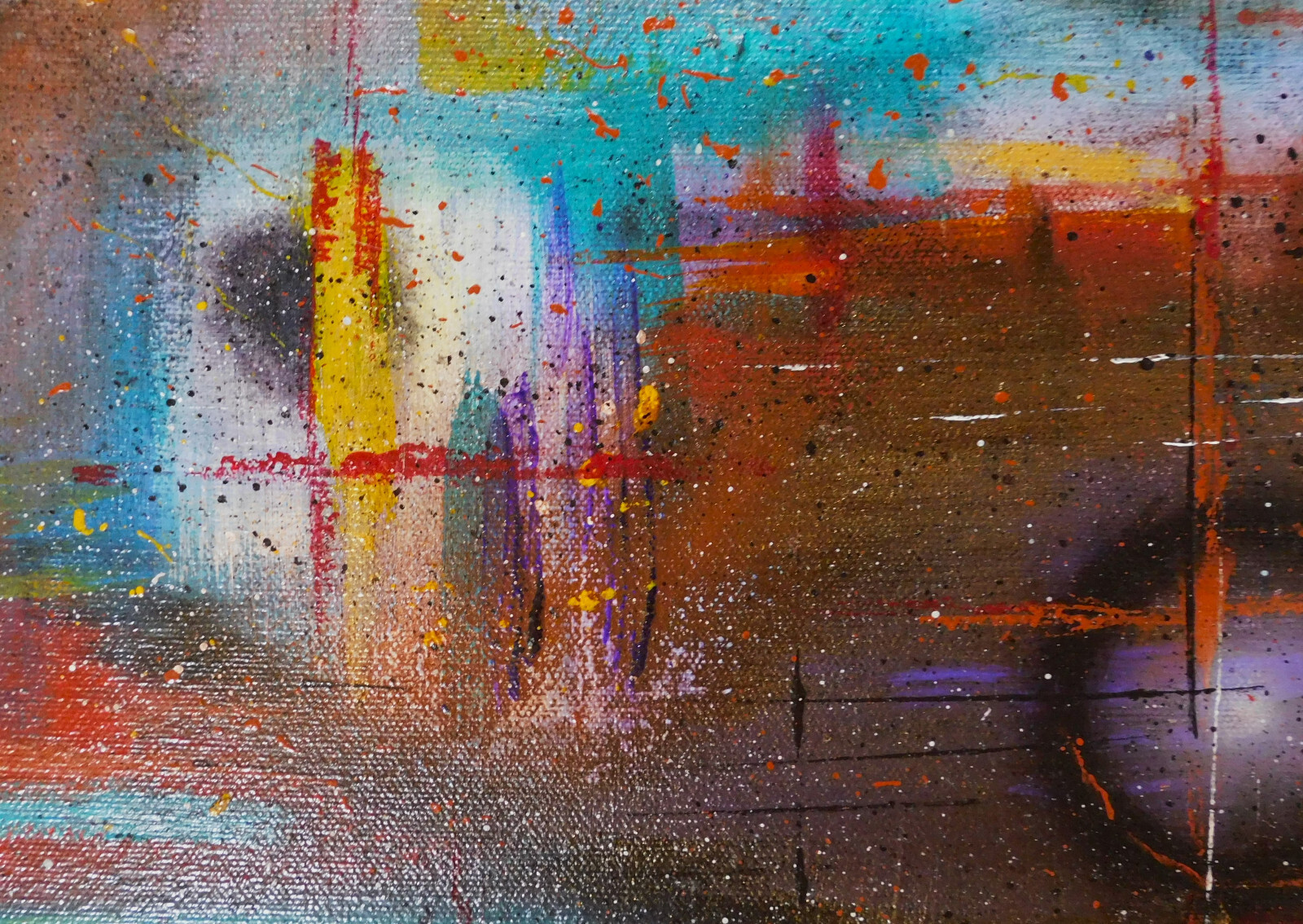 Original Abstract Celestial Planets Galaxy Outer Space Painting Art By Rain Crow