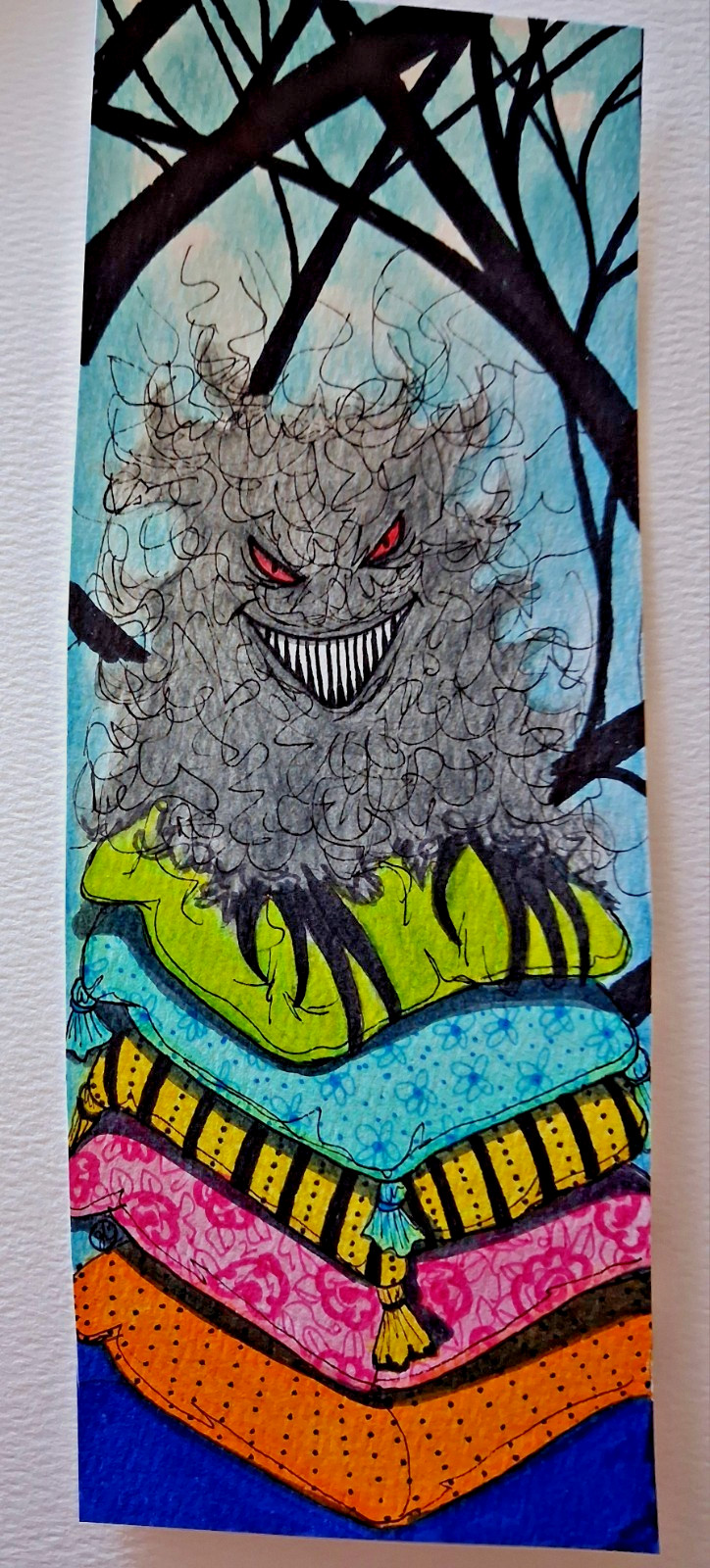 1 small Original surreal Odd Sized «Dainty Pillow Pet» Painting!!