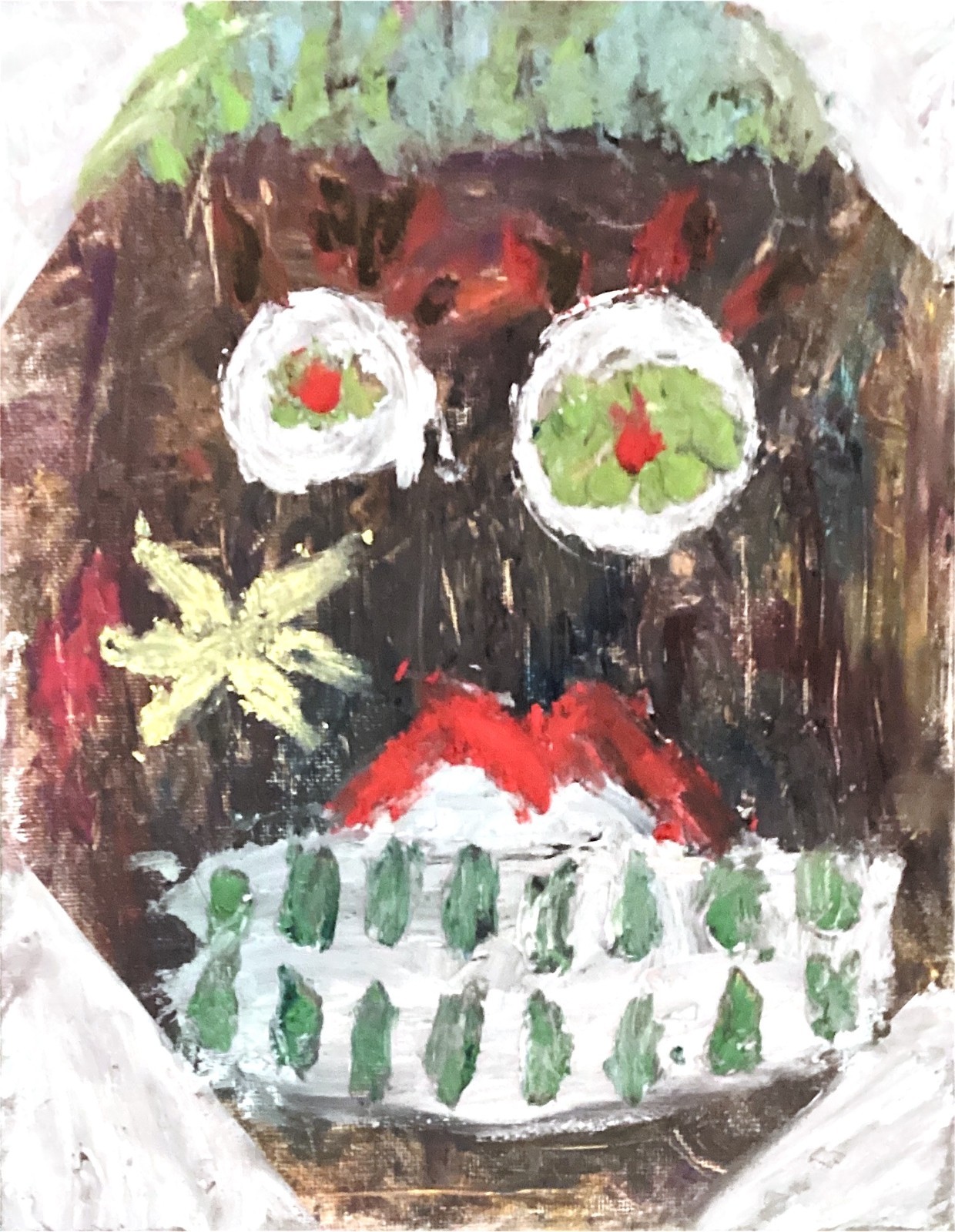 NEW Neo Expressionism Original Textured Messy Face Smile Teeth 8×10 Canvas Panel