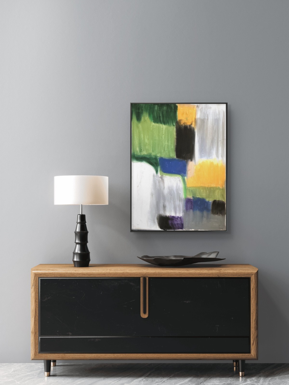 Mid Century Modern Messy Abstract Geometric Original Art on 11 By 14 Canvas