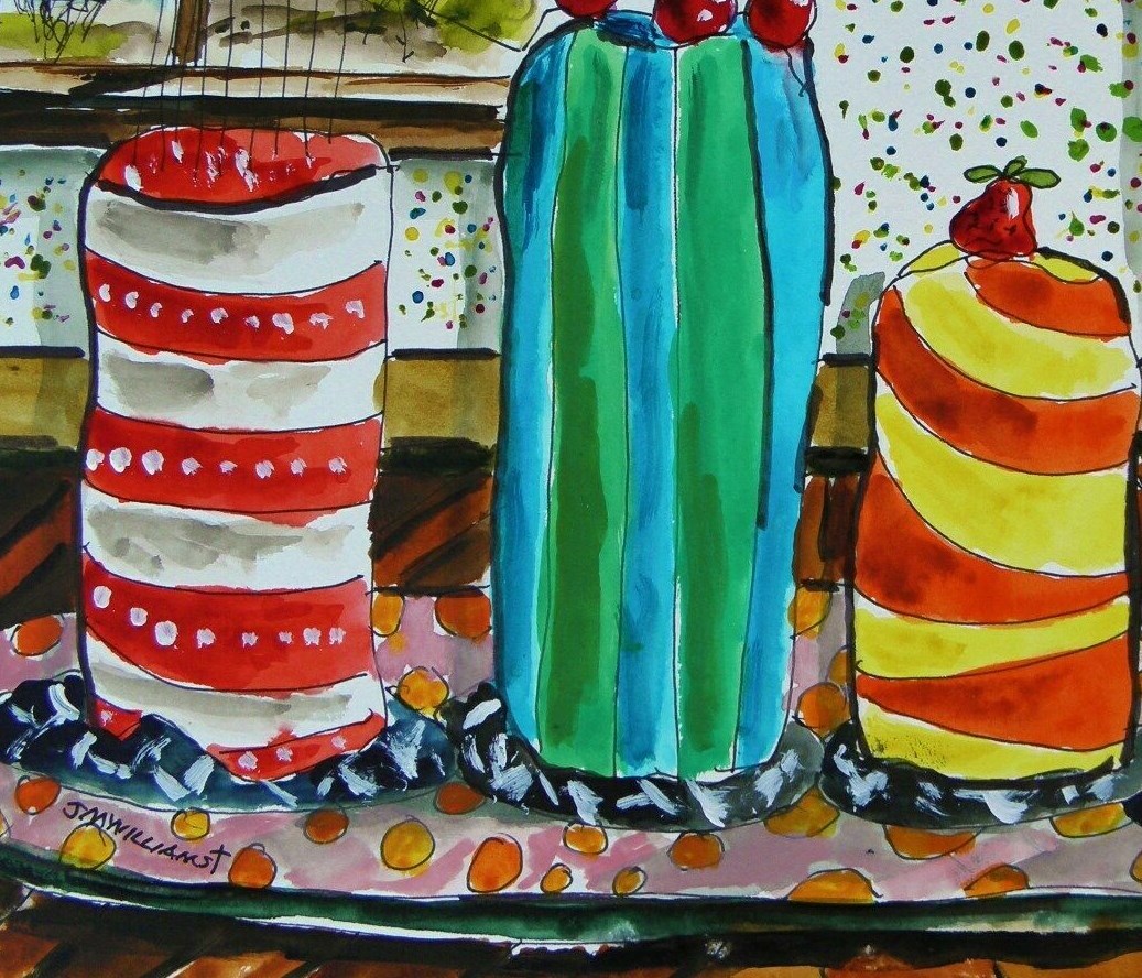 Original Bakery Sketch Cakes Food Watercolor Impressionism