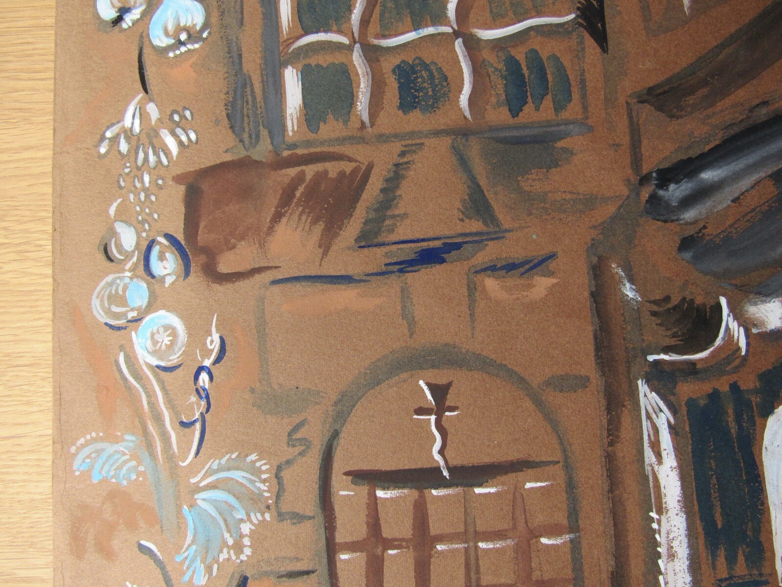 Opera Decor Gouache Drawing Signed by Jacques André Brégère set design painting