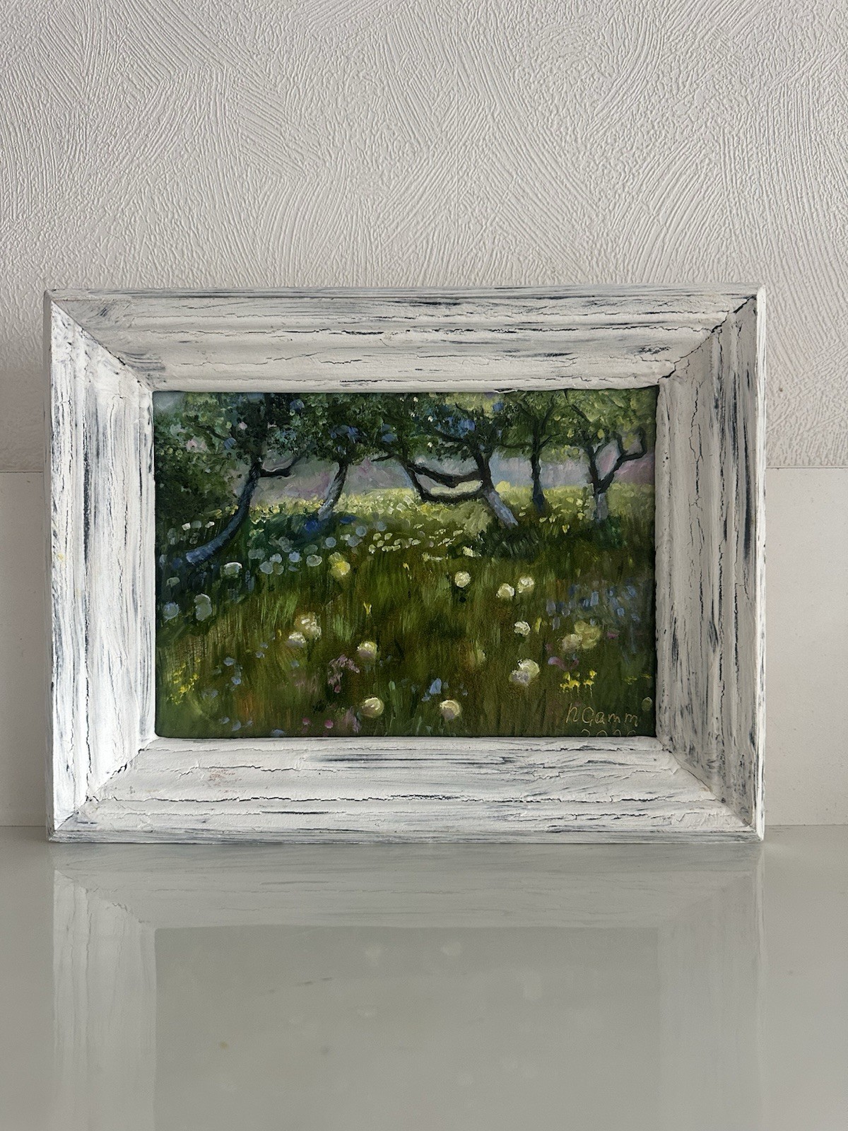 original oil painting Meadow Landscape Dandelions 15х21cm Wall Art Flowers Trees