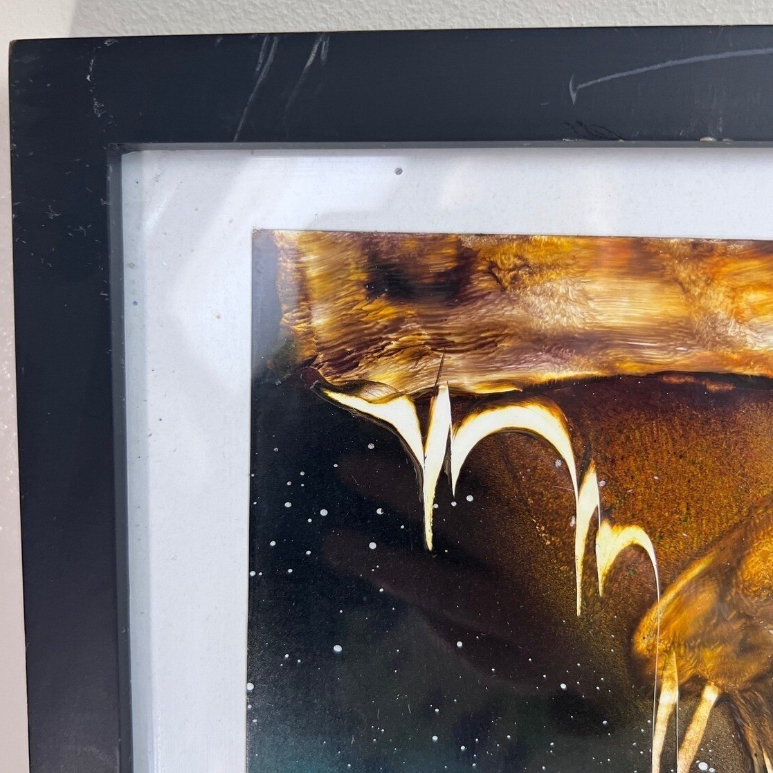 Y2K Vintage Framed Sci-Fi Outer Space Art Print Planets Stars Celestial Painting