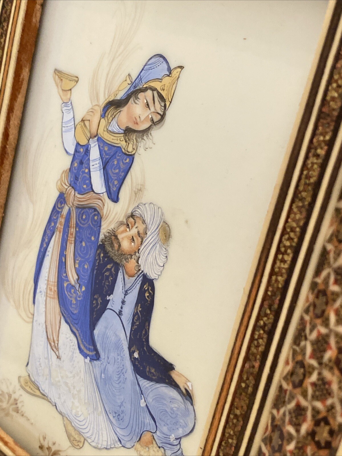 Khatam Kari Rahmen mit original Malerei signiert – Persien