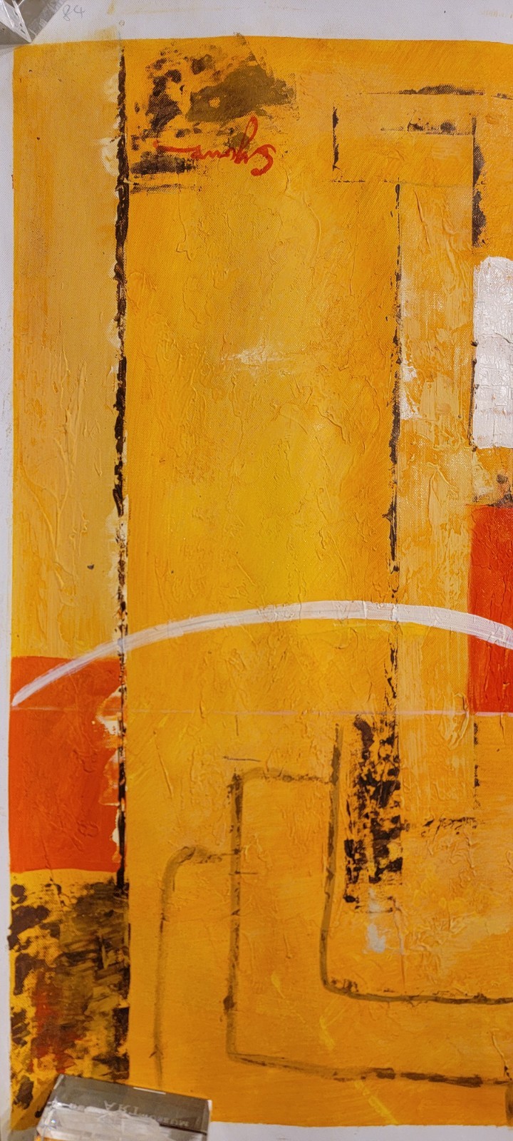 Contemporary Abstract Oil Painting Modern Art Wall Decor Multi-Color yellow-red