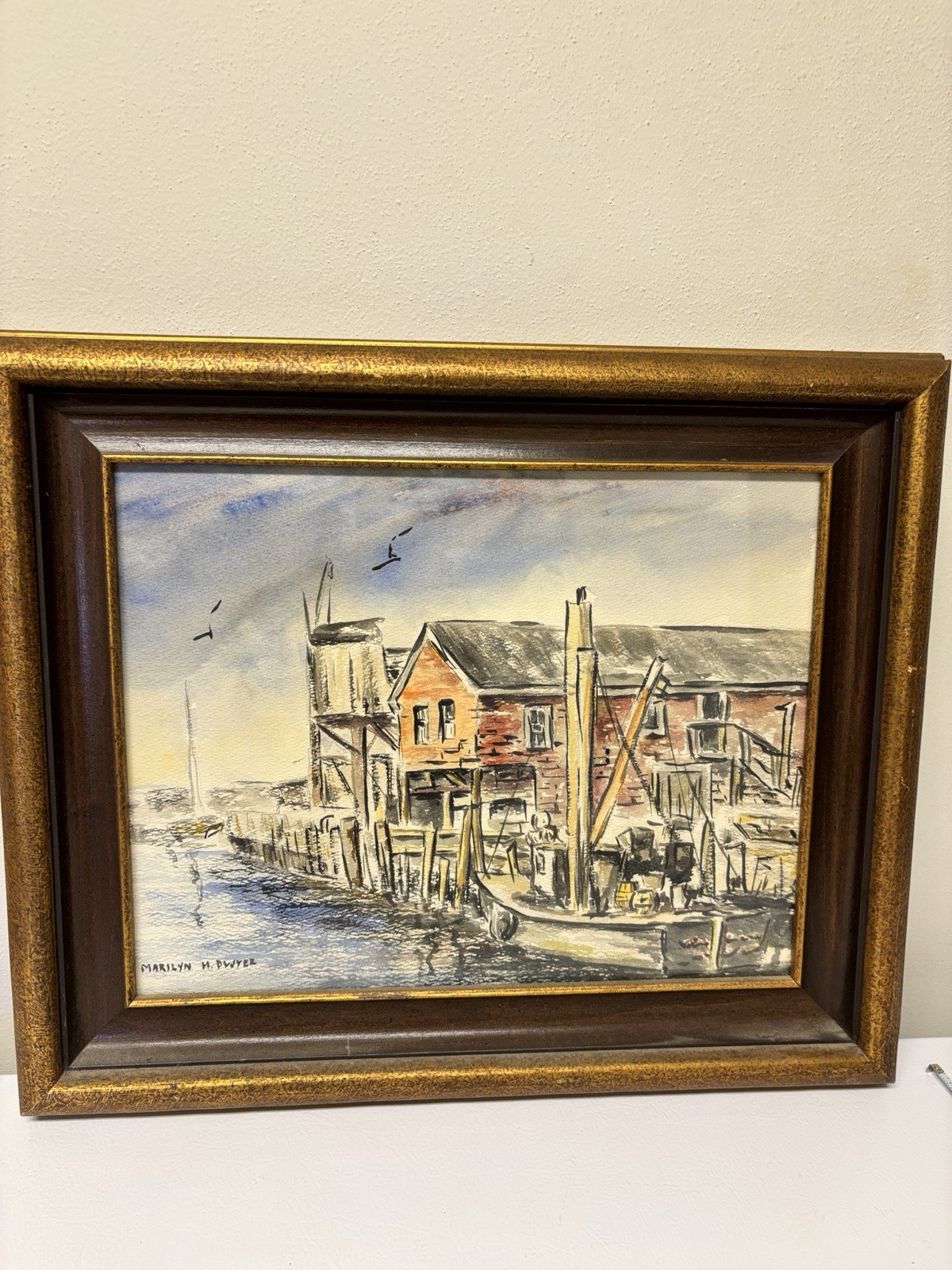 Marilyn H. Dwyer Signed Framed Watercolor Seascape Realism Canvas Medium