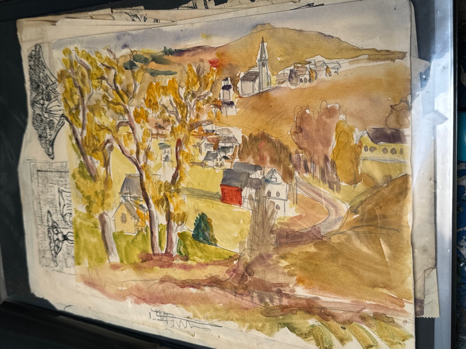 Jo Cain Painting AMERICAN REGIONALISM WPA IMPORTANT ANTIQUE DRAWING PAINTING LOT