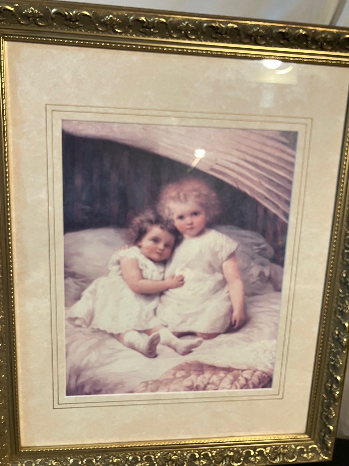 Early 20th-Century Romantic British Painting Titled «Beneath an Angel’s Wing»