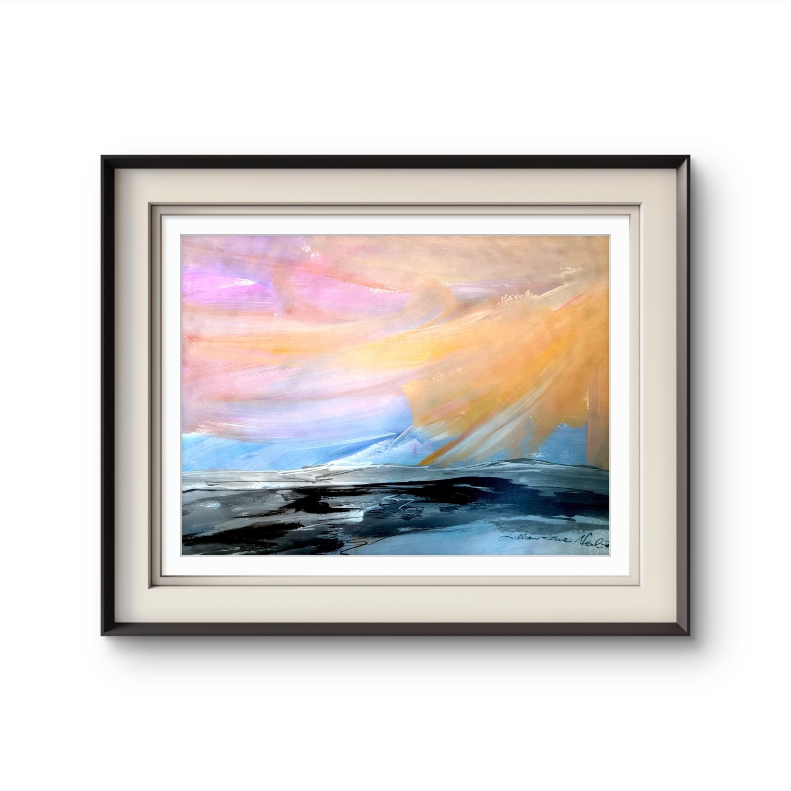 Modern Coastal 9″x12″Original Acrylic Paper Expressionism Home Decor Art