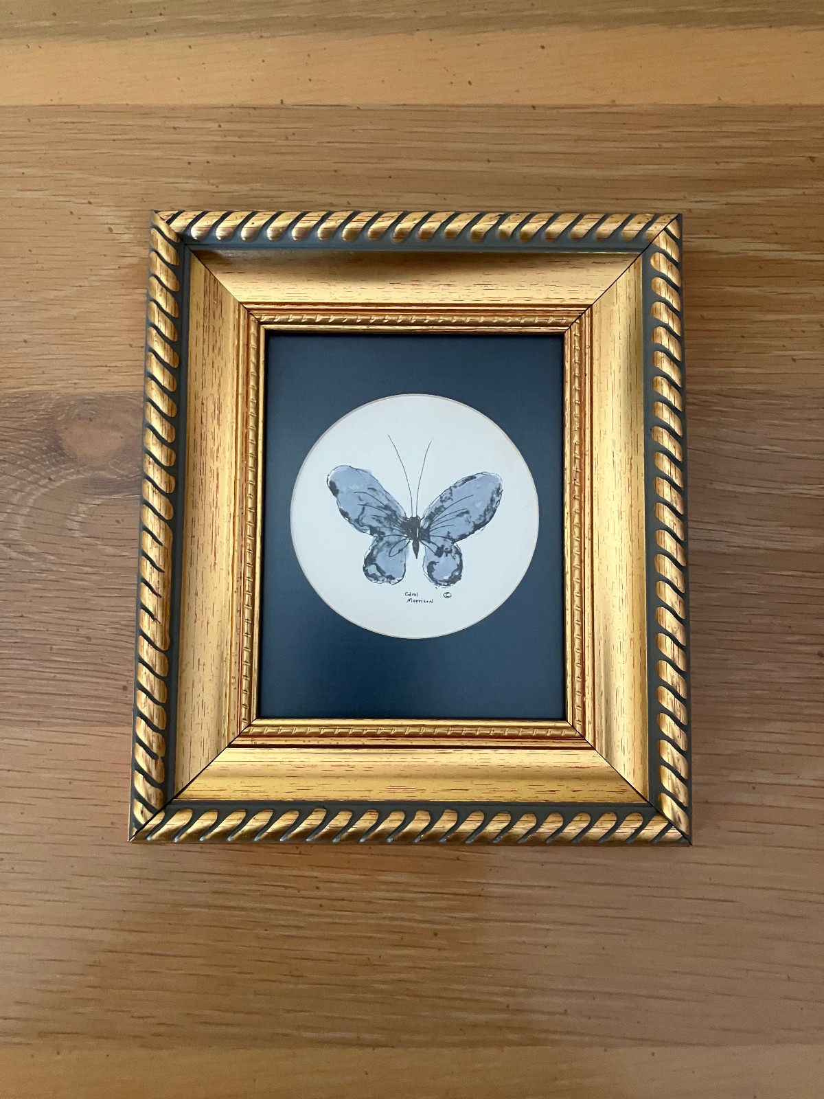 Vtg Orig Watercolor Painting in Updated 4×5 Frame; Butterfly, Carol Morrison