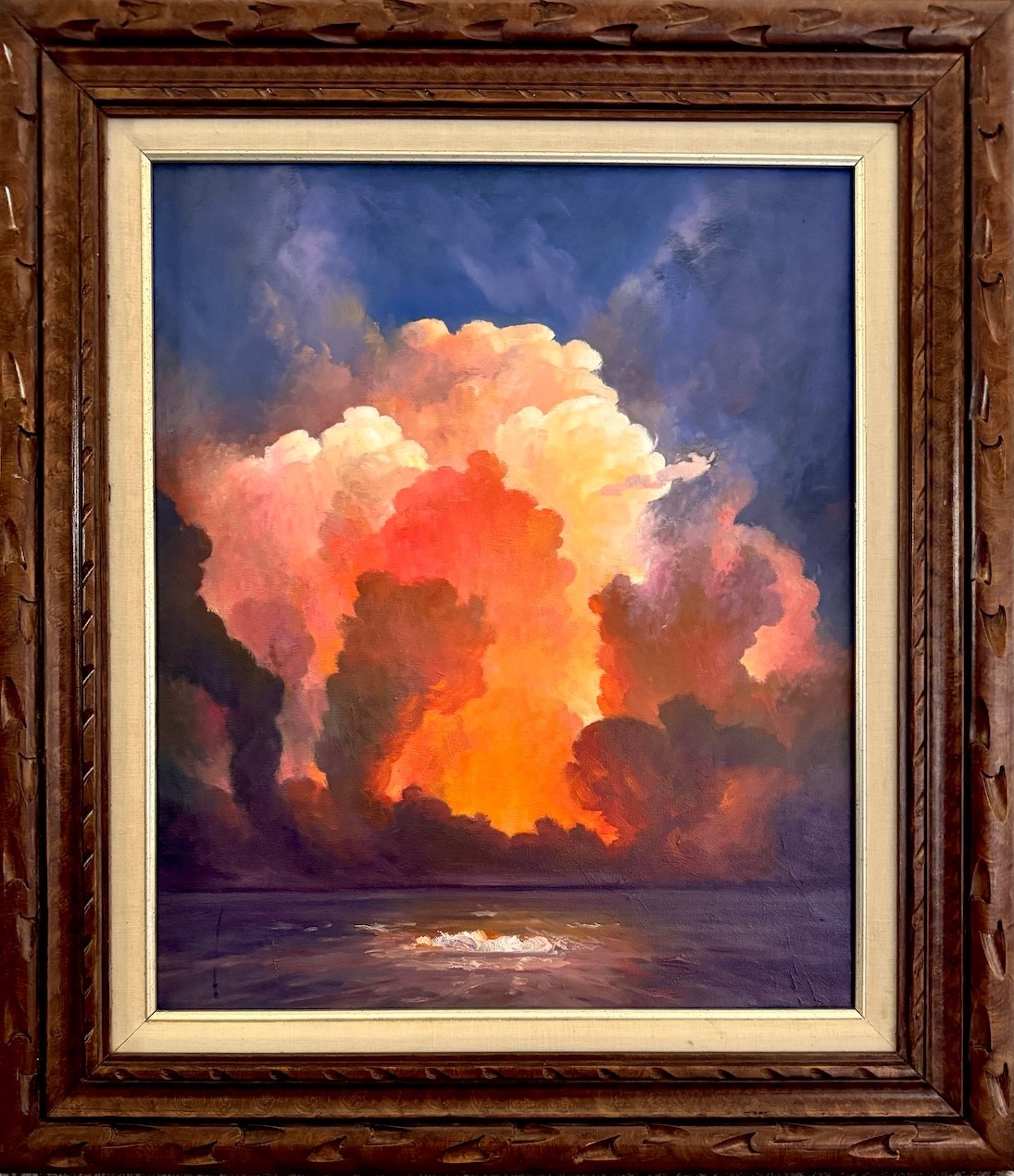 «Fire and Water» Sunset oil on canvas 2026 Framed YASAMI 32″ x 28″