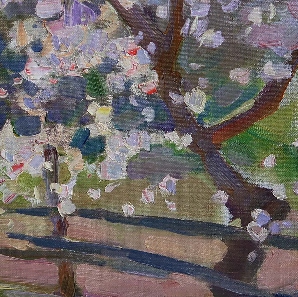 Oil painting Garden Ukrainian painter Canvas Decor Unframed original landscape