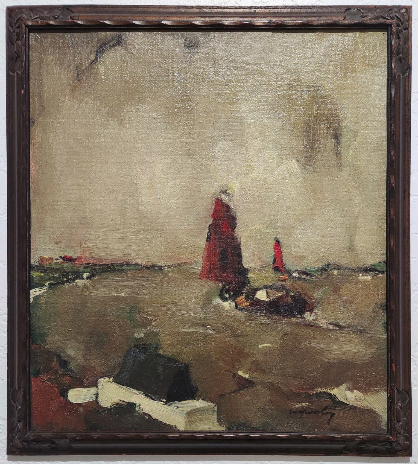 BELGIAN OIL Painting ~ POST-IMPRESSIONIST SEASCAPE ~ 1920s Signed LISTED ARTIST