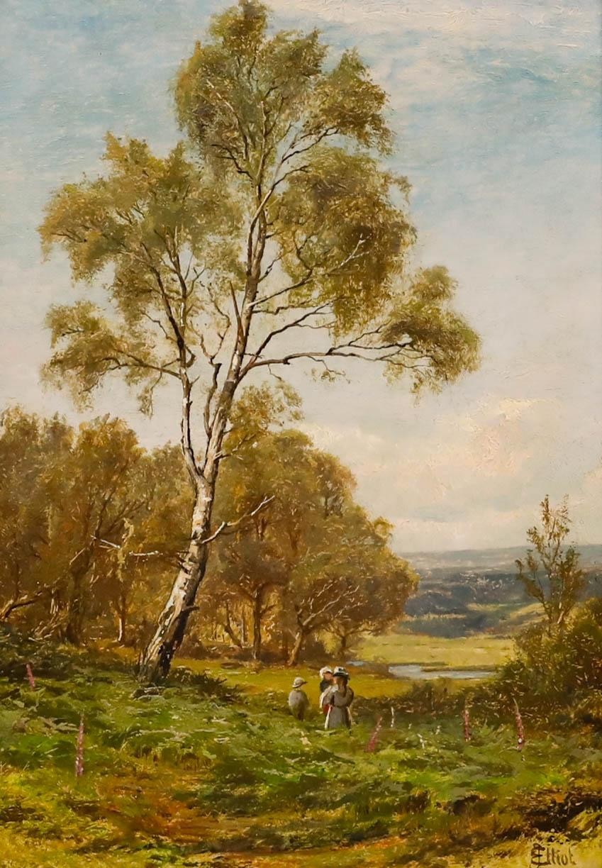 James Elliot (b.1850) – Framed Late 19th Century Oil, A Walk in the Country