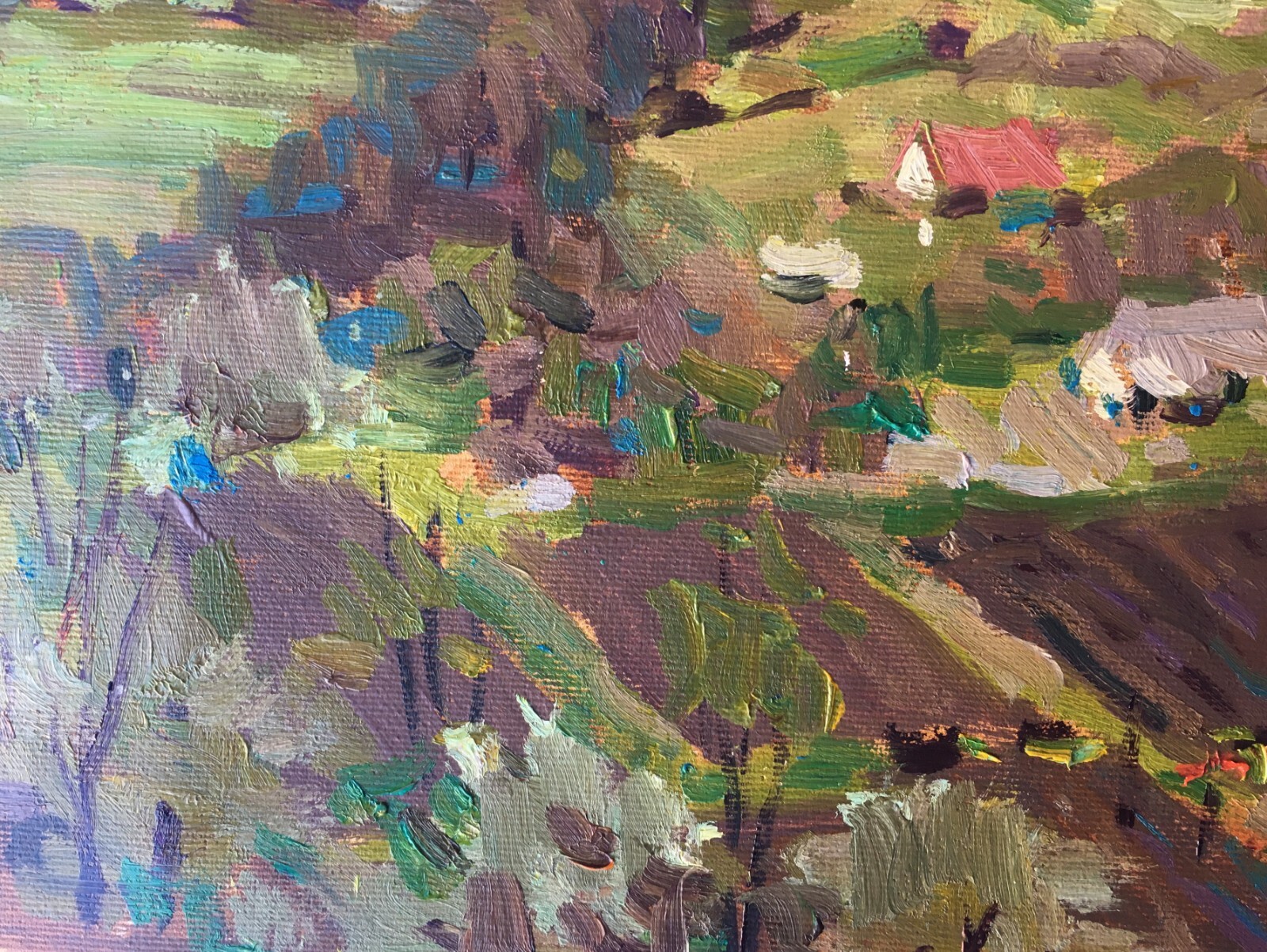 Oil painting Hill Ukrainian painter Canvas Unframed Decor original landscape art