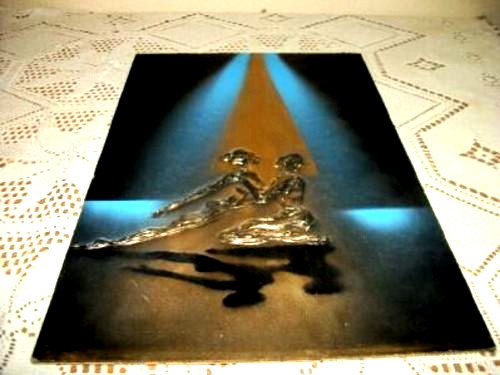 Art Deco Abstract Oil Painting Dancers Lights Shadows Palette Knife Gilt 1920s