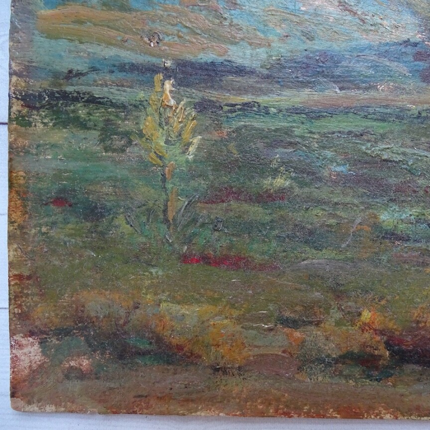 Antique American Southwest Impressionism Oil Painting Mountains A.T. Moran 14×10