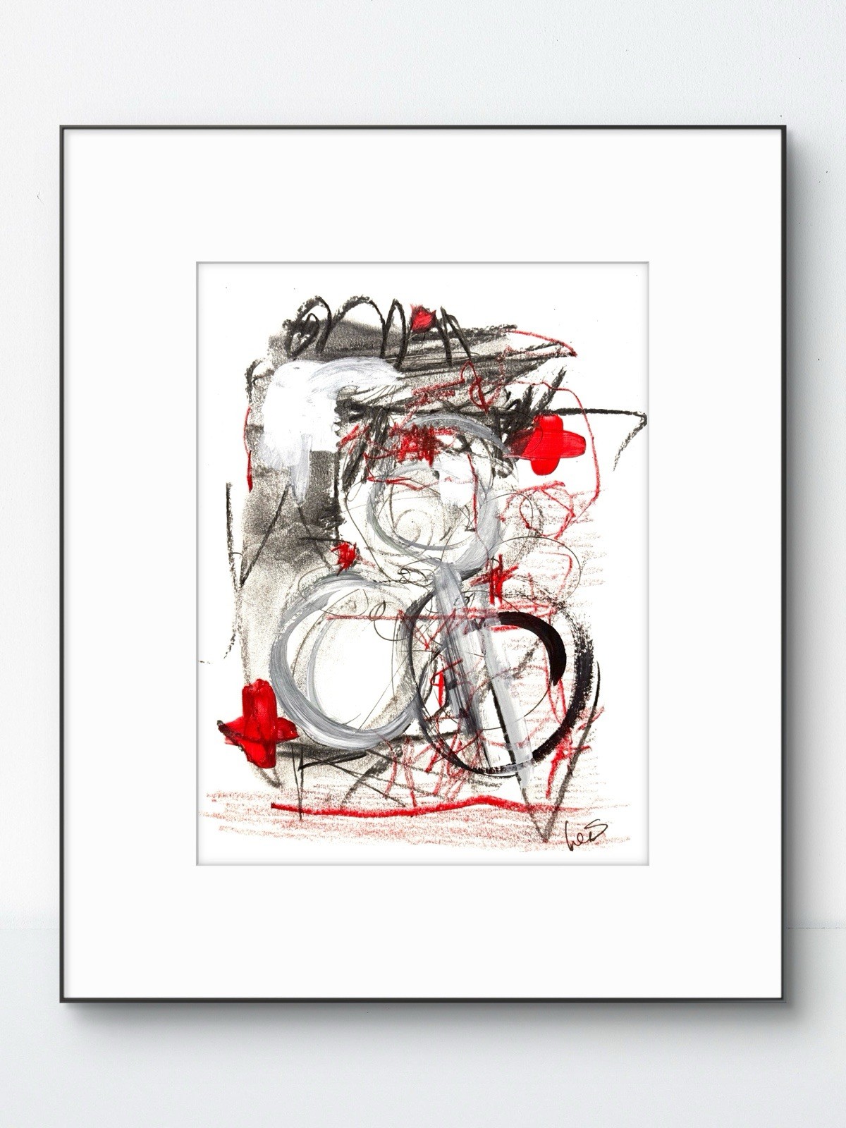 Original Abstract Expressionism 9×12 Black Red Paper Handmade Signed Fine Art 20