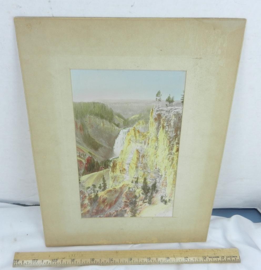 Frank Jay Haynes Painted Water Color Photo Point Lookout Great Falls Yellowstone