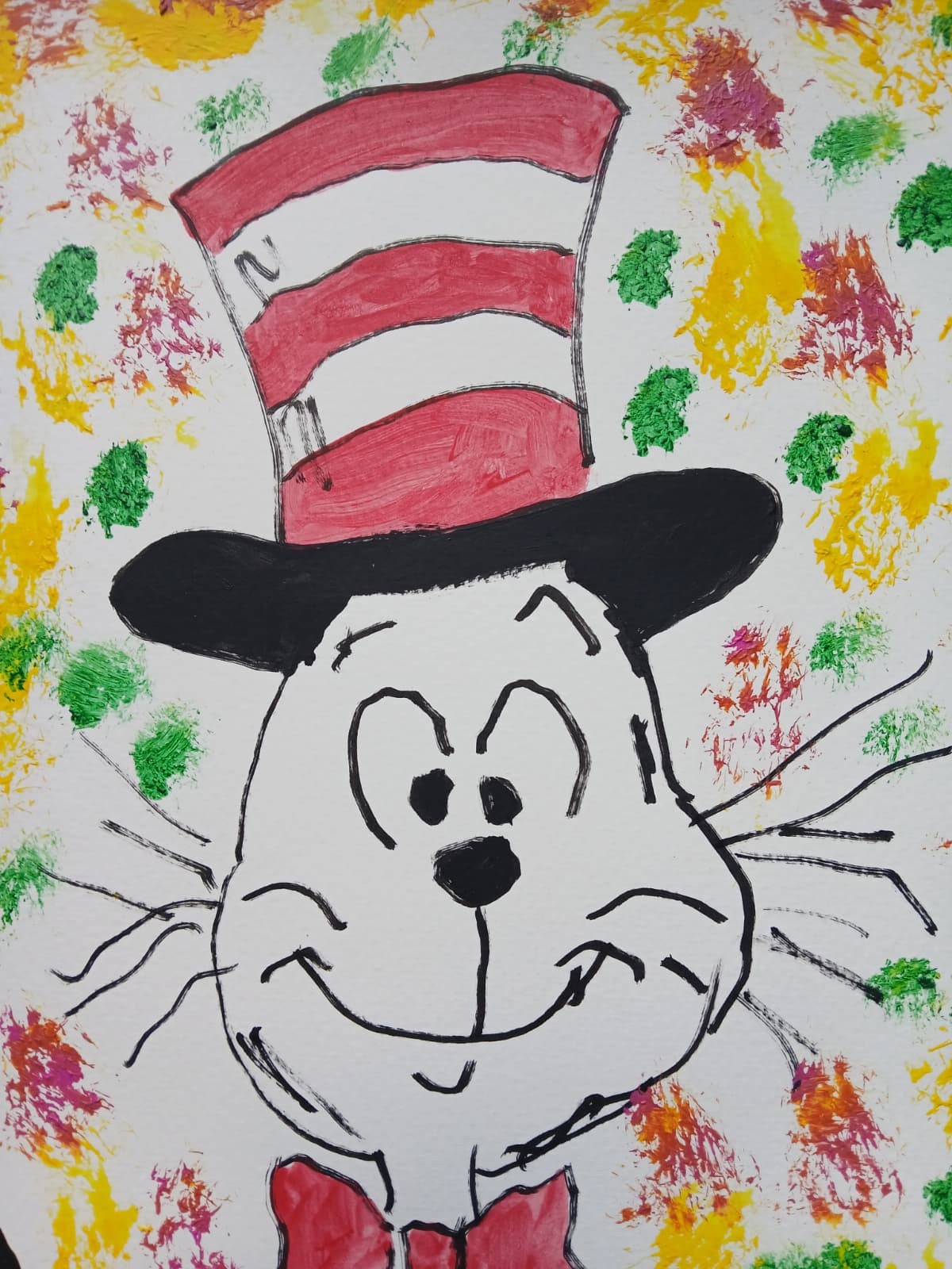 Abstract/Expressionism 11×14 Cat With Hat colorful Handmade Street Art Painting