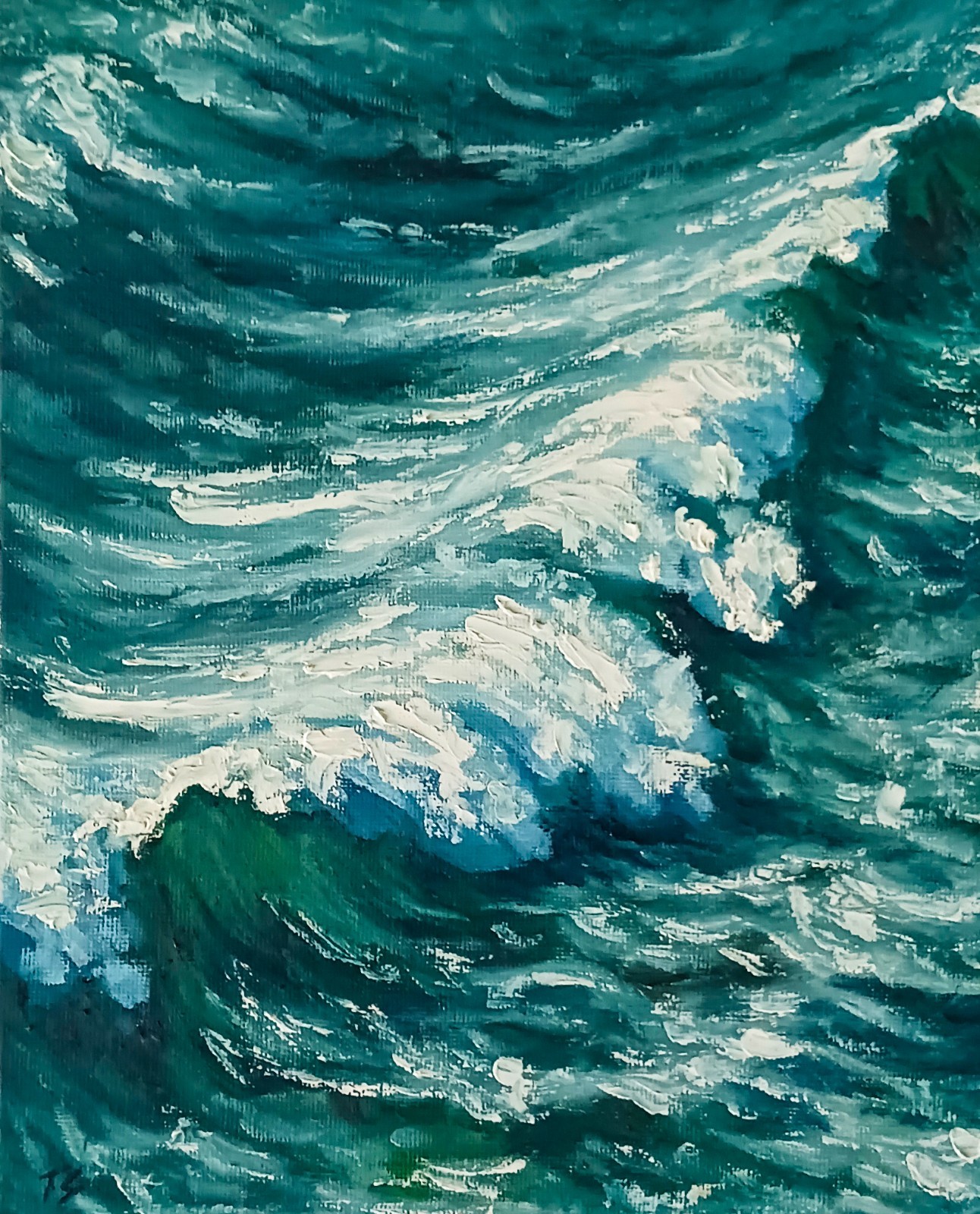 Ocean Waves ORIGINAL Oil Painting Impressionism Moody Coastal Seascape 8″x10″