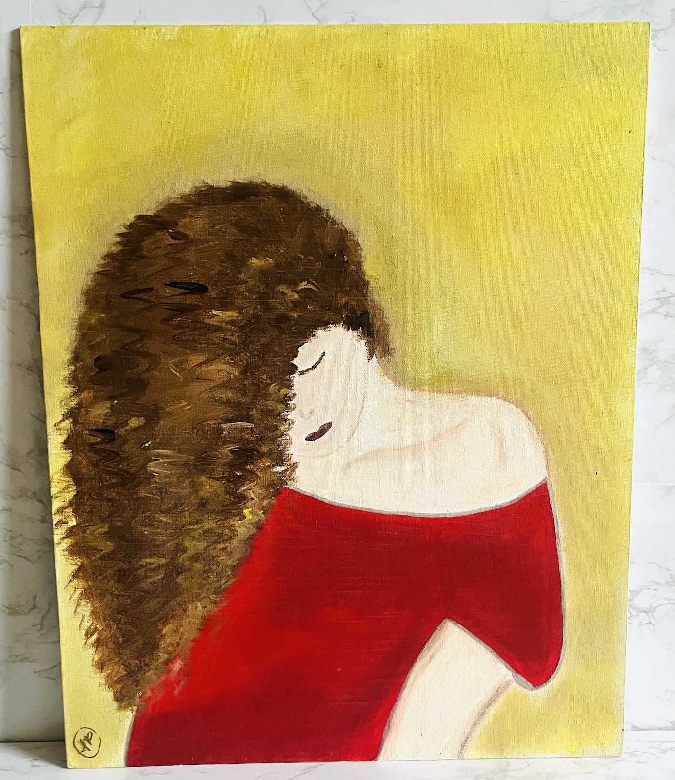 Gia – Wall Art Hand painted Acrylic On Canvas Art -Size: 20×16
