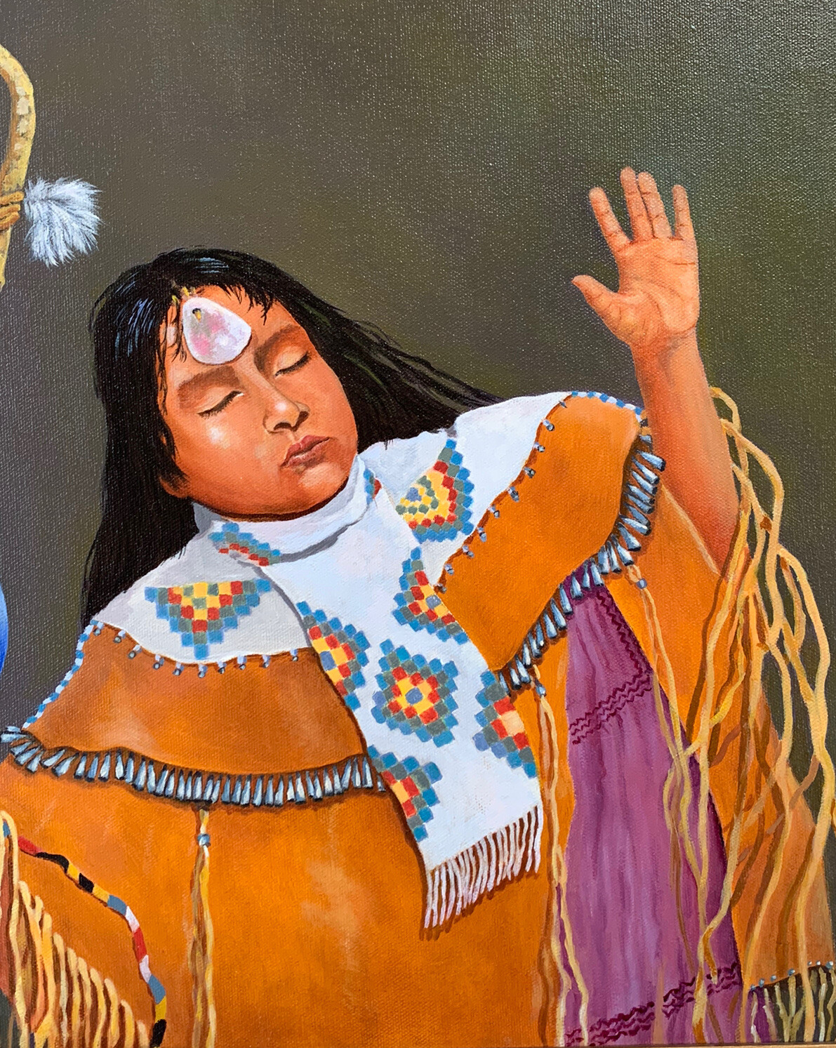 OIL PAINTING APACHE MAIDEN NATIVE AMERICAN GIRL WOMAN PORTRAIT￼ By Pawlowske