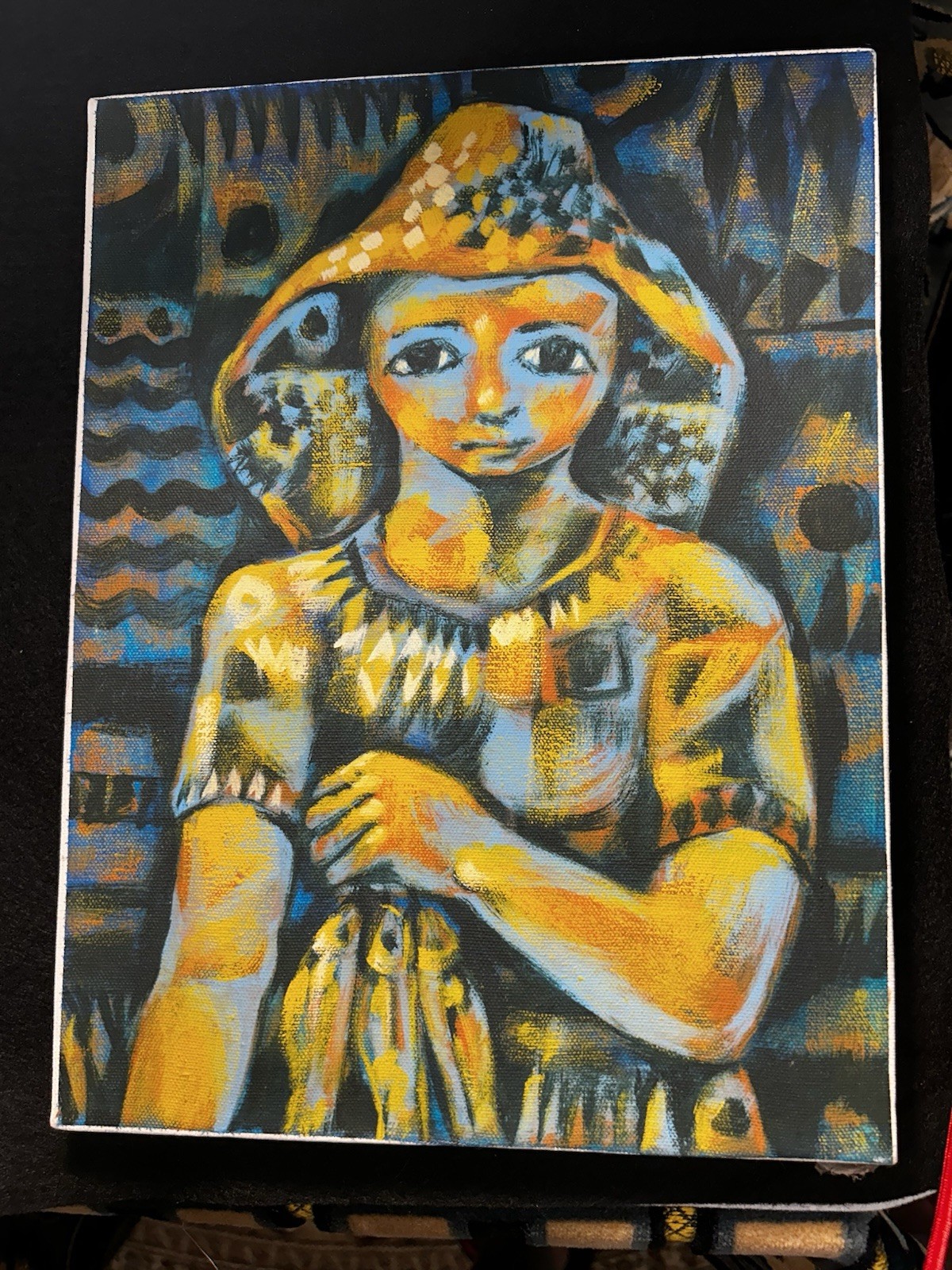 contemporary art Lady With Hat Abstract Background Artist Unknown