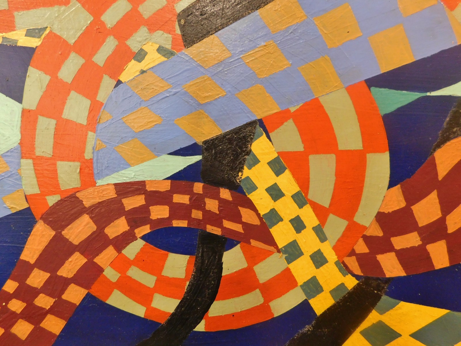 1962 Cubist Abstract Geometric Expressionist oil Painting by ROSS 28 x 20 Framed