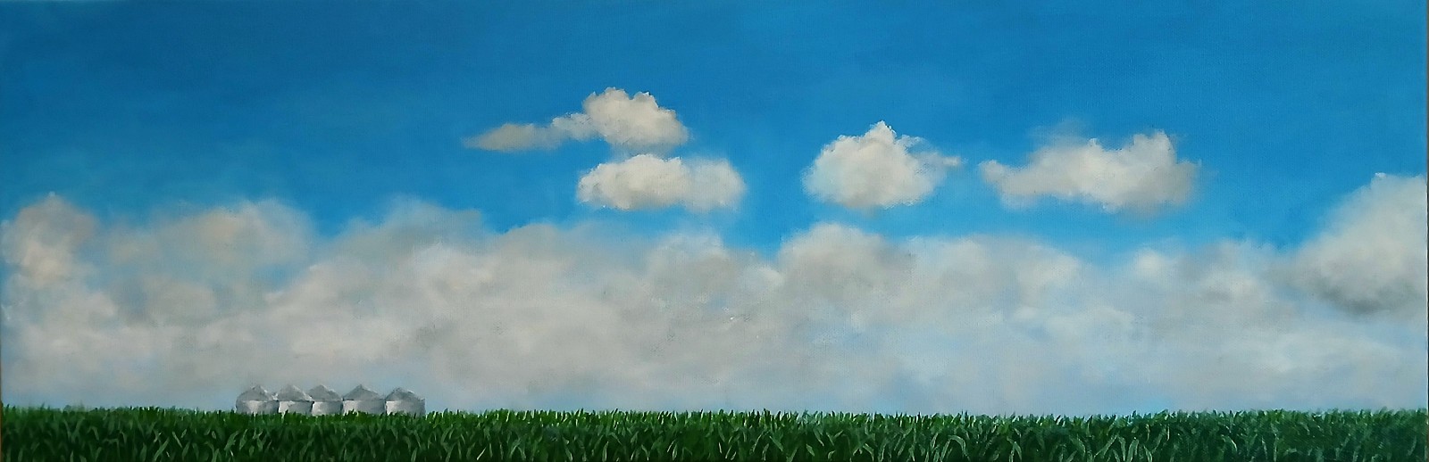 Contemporary original landscape painting BREADBASKET «10» x 30″ signed
