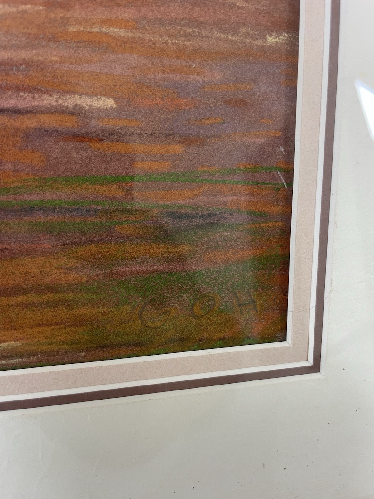 Vintage New Mexico Pastel Painting Open Pit Copper Mine Signed GOH Triple Matted