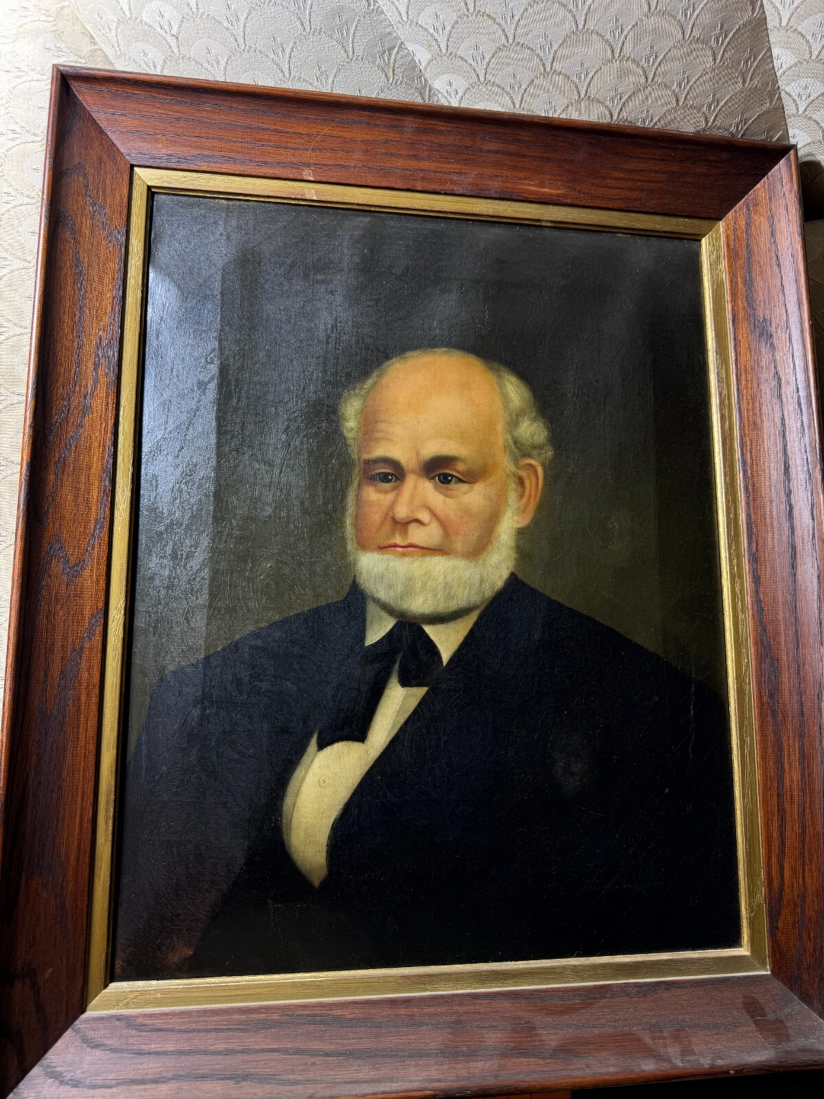 Superb American School «Formal Adult Male Portrait» Oil Painting – Framed