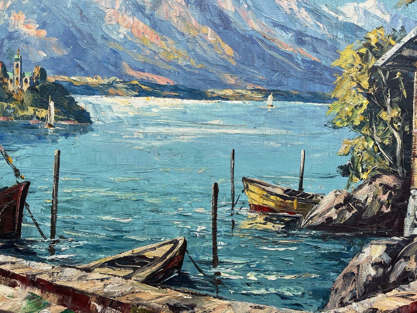 Daniels Mogens Mediterranean Landscape Lake Garda Sailboats Finca 105.5×75.5cm