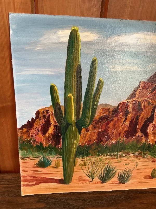 Signed Original Desert Landscape Painting, Superstition Mountain, Mesa, Arizona
