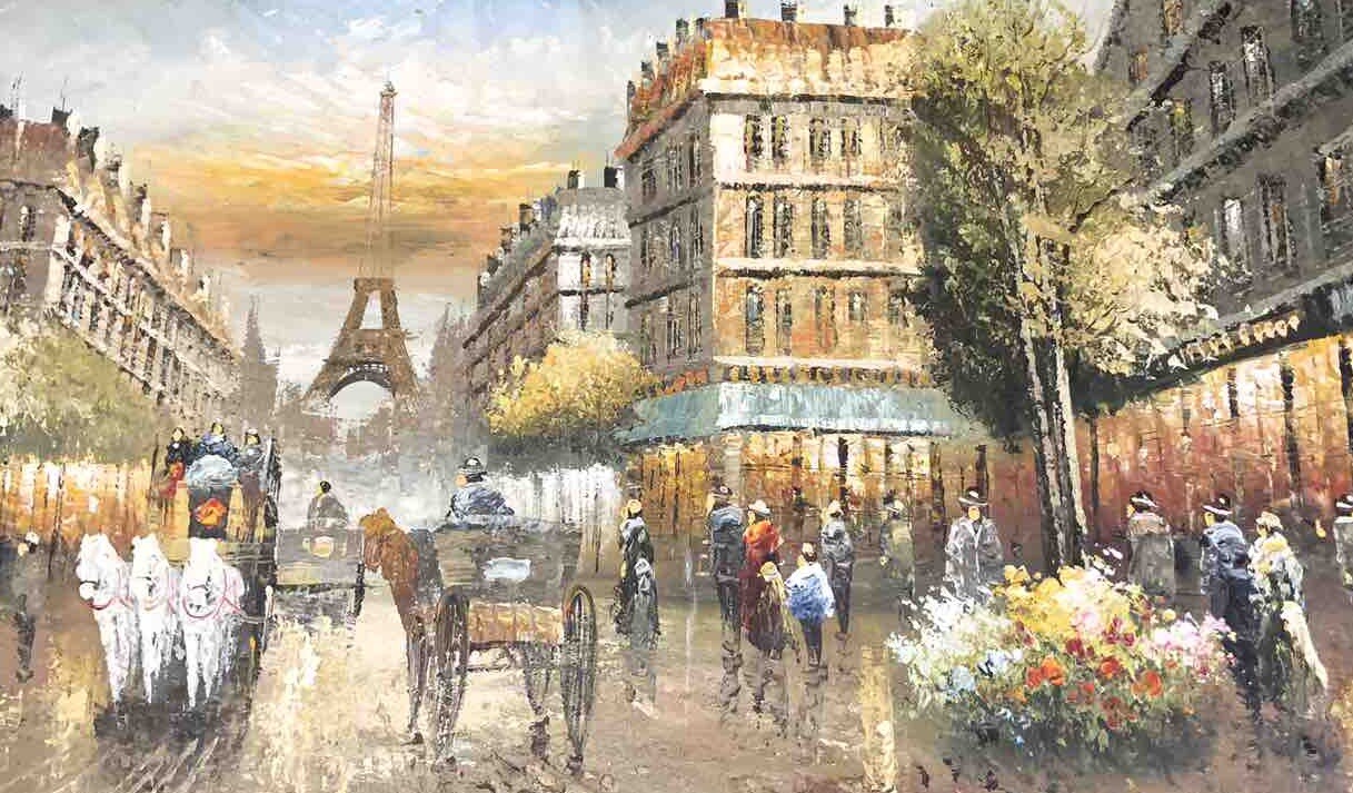 Paris Street Scene Oil Painting