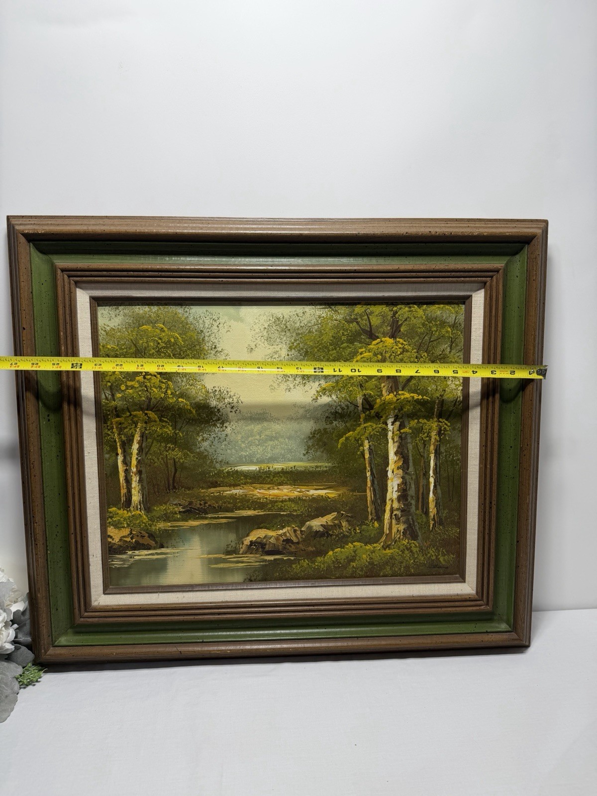 Vintage Framed Oil Painting On Canvas Autumn Landscape River Williams 23”x27”