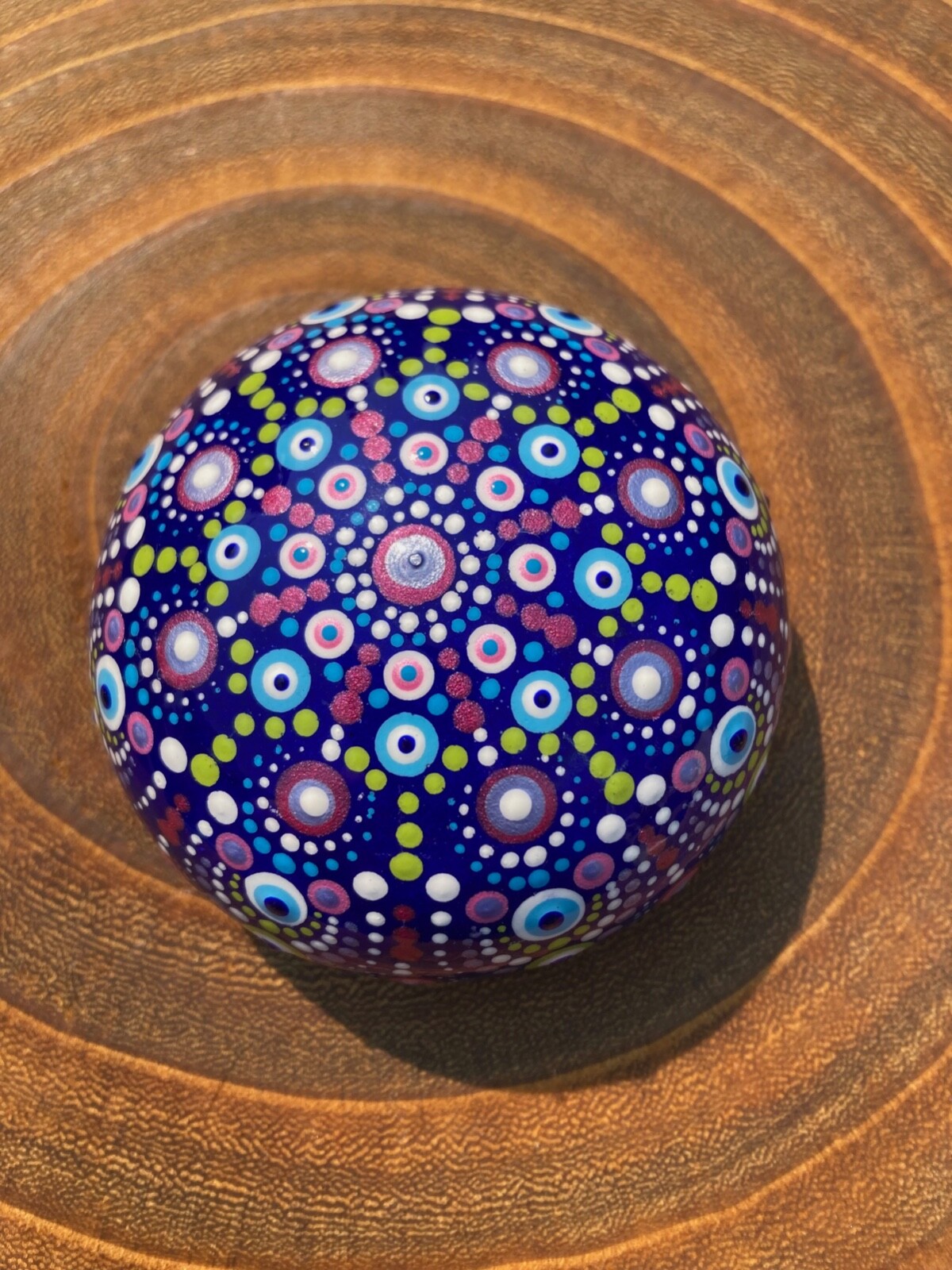 Mandala Dot Painted Rock Stone Dome – Blue, Pink, Purple, Green, White