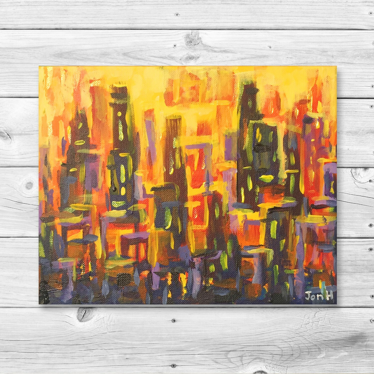 HANSON Original Handmade Landscape Abstract, Acrylic 10×8 Painting On Canvas