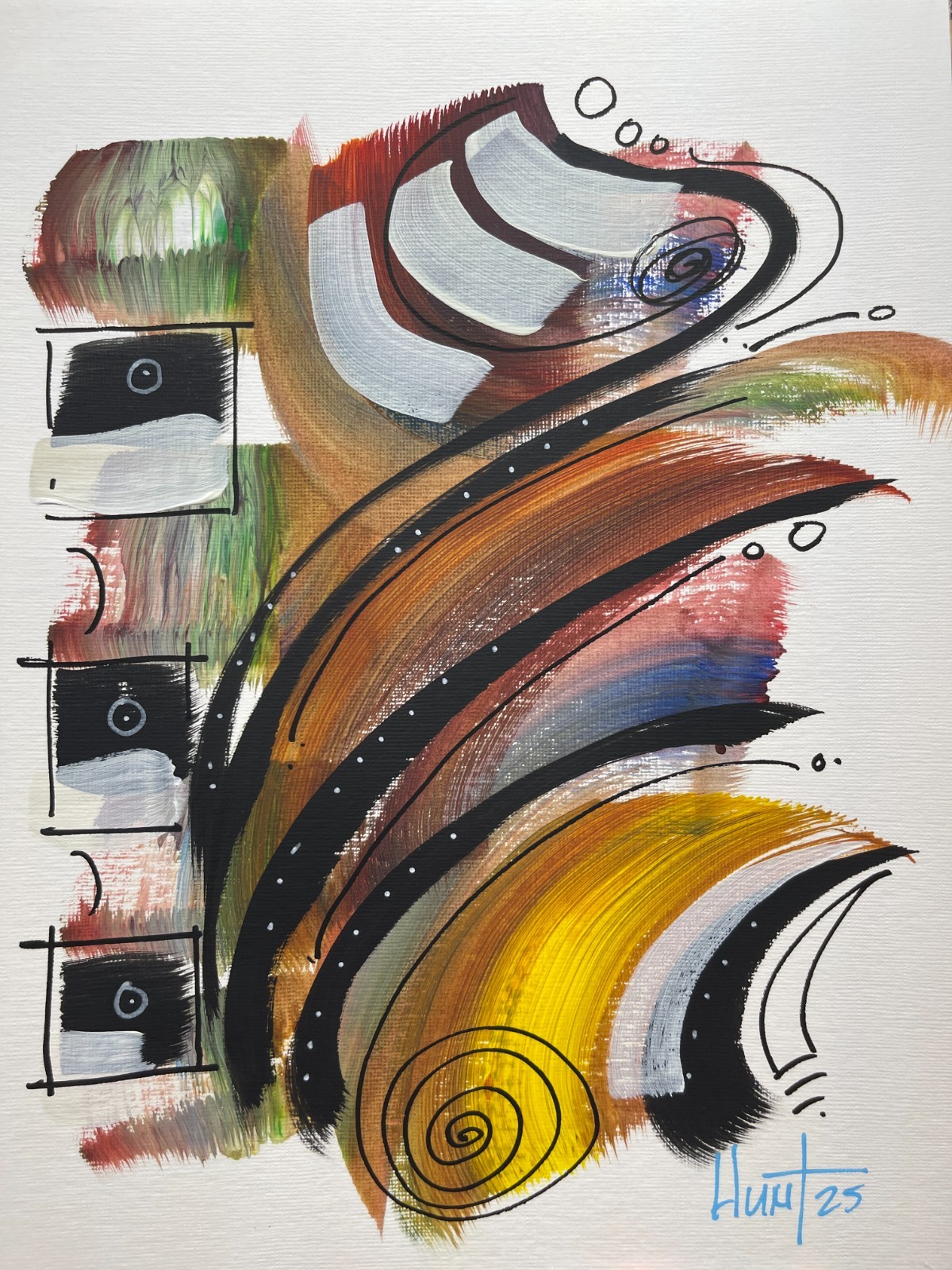 Contemporary Abstract Painting | Original Acrylic on Canvas Paper | 9×12