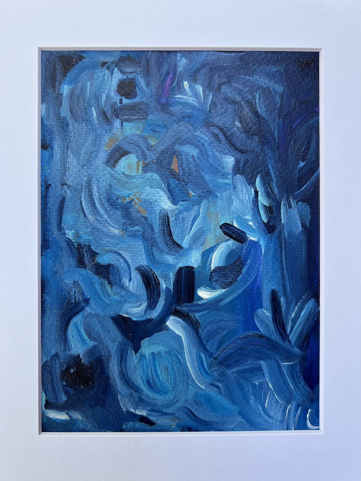 Abstract Modern Art Matted 8”x10” Original Blue Contemporary Painting Jimarieart