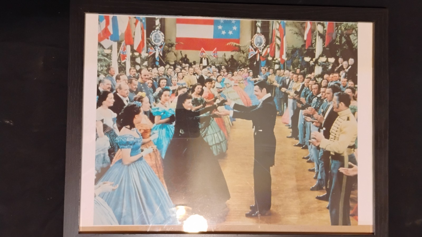 GONE WITH THE WIND FRAMED PHOTO POSTER SOUTHERN BALL RHETT AND SCARLETT DANCE