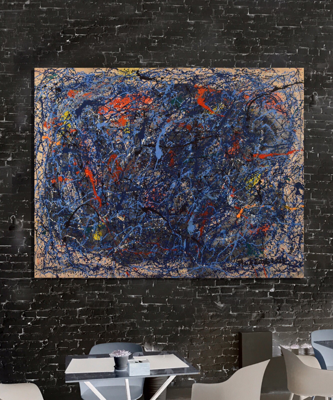 Jackson Pollock style canvas￼￼￼ Painting 81” X 62” XL (6ft. 9in.)Abstract,Modern